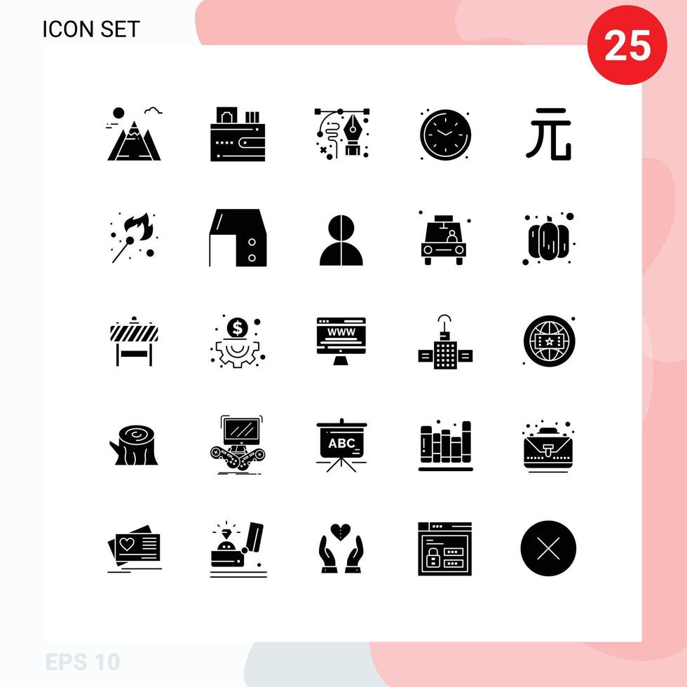 Universal Icon Symbols Group of 25 Modern Solid Glyphs of money watch design time home Editable Vector Design Elements