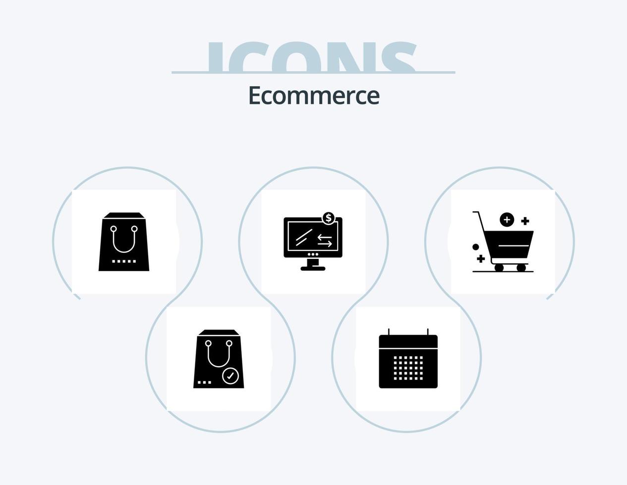 Ecommerce Glyph Icon Pack 5 Icon Design. ecommerce. online. event. purchase. e vector