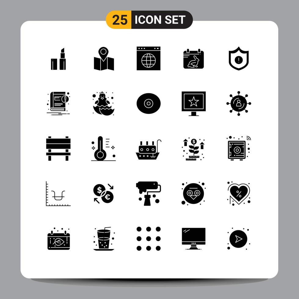25 Solid Glyph concept for Websites Mobile and Apps ebook warning website security date Editable Vector Design Elements