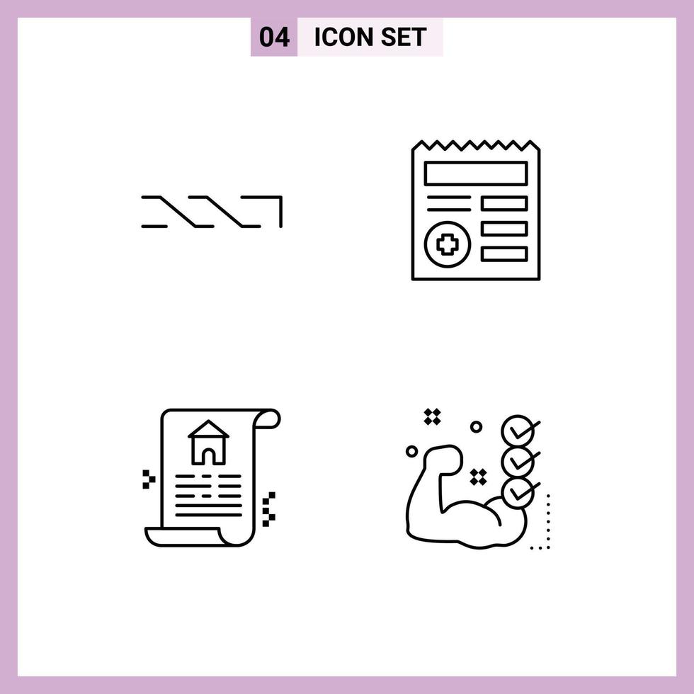 Set of 4 Vector Filledline Flat Colors on Grid for nxt estate crypto currency ui gym Editable Vector Design Elements