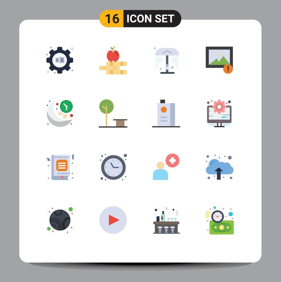 16 Universal Flat Colors Set for Web and Mobile Applications time moon water line photo Editable Pack of Creative Vector Design Elements