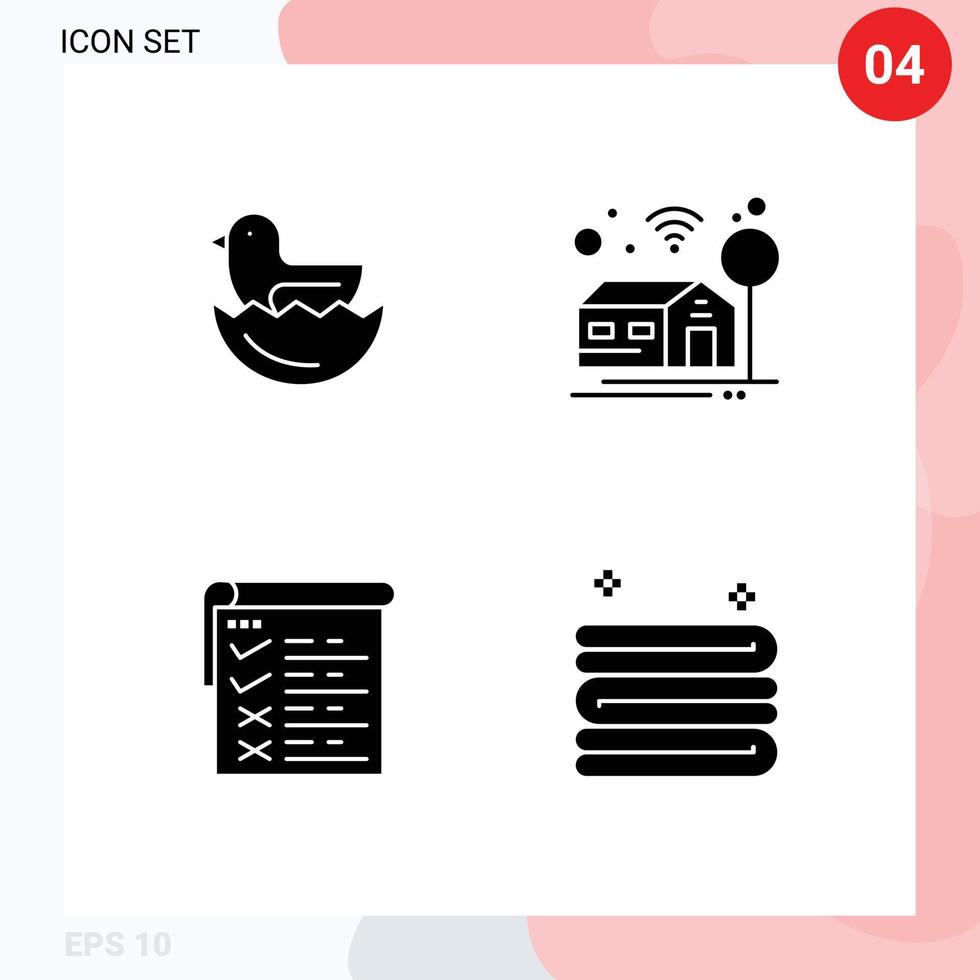 Set of 4 Modern UI Icons Symbols Signs for duck qa home checklist cleaning Editable Vector Design Elements