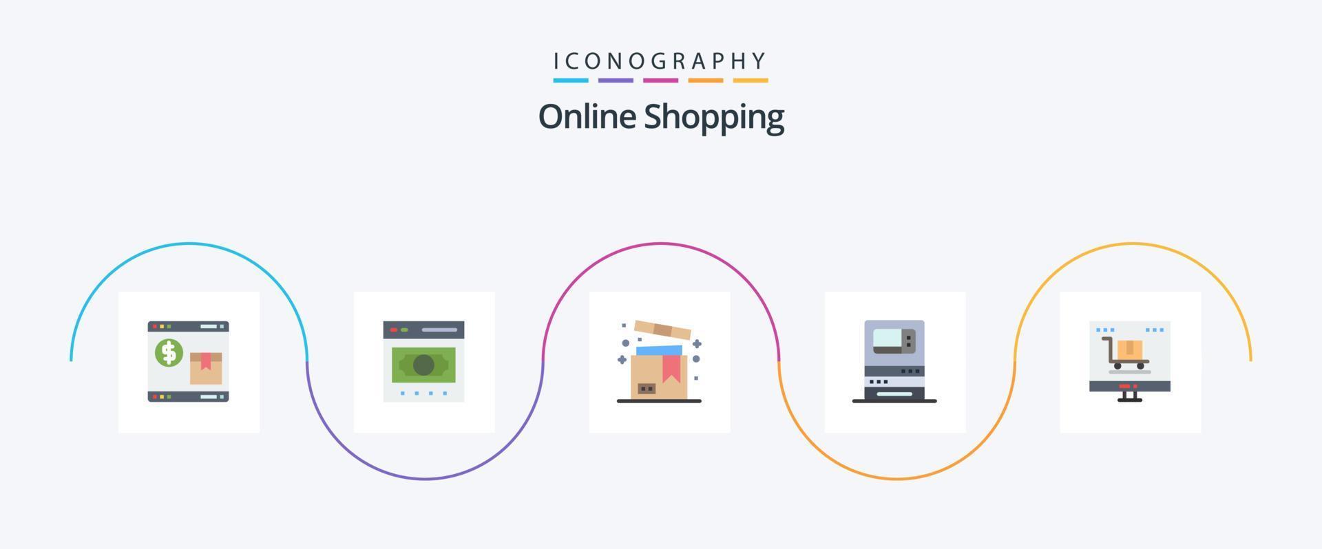 Online Shopping Flat 5 Icon Pack Including machine. atm. money. valentine. product vector