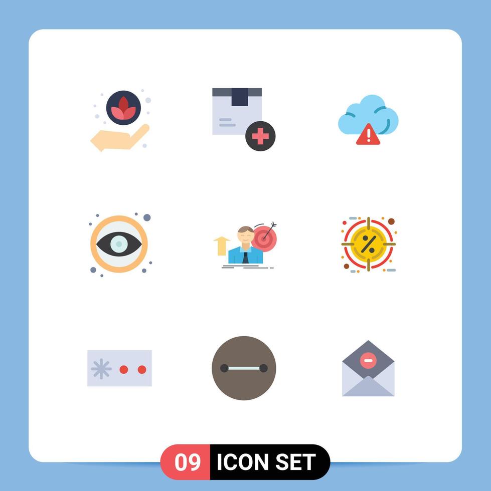 9 Flat Color concept for Websites Mobile and Apps target success cloud tool eye Editable Vector Design Elements