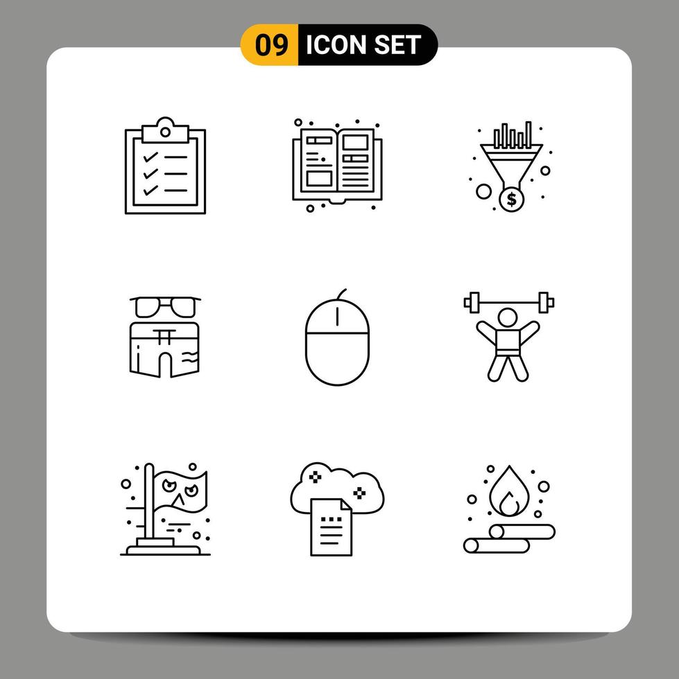 Modern Set of 9 Outlines and symbols such as gadget computers sales trouser swim Editable Vector Design Elements