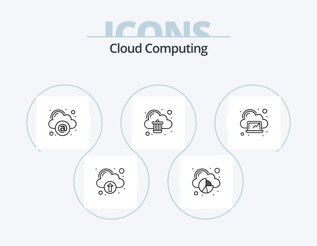 nube informática línea icono paquete 5 5 icono diseño. ordenador portátil. teléfono. nube. móvil. informática vector