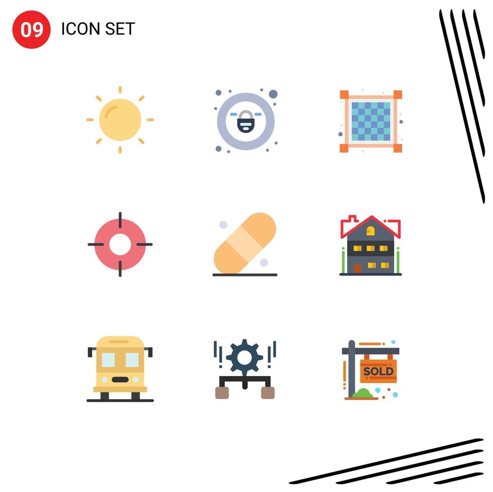 9 Universal Flat Colors Set for Web and Mobile Applications apartment plaster basic patch ux Editable Vector Design Elements