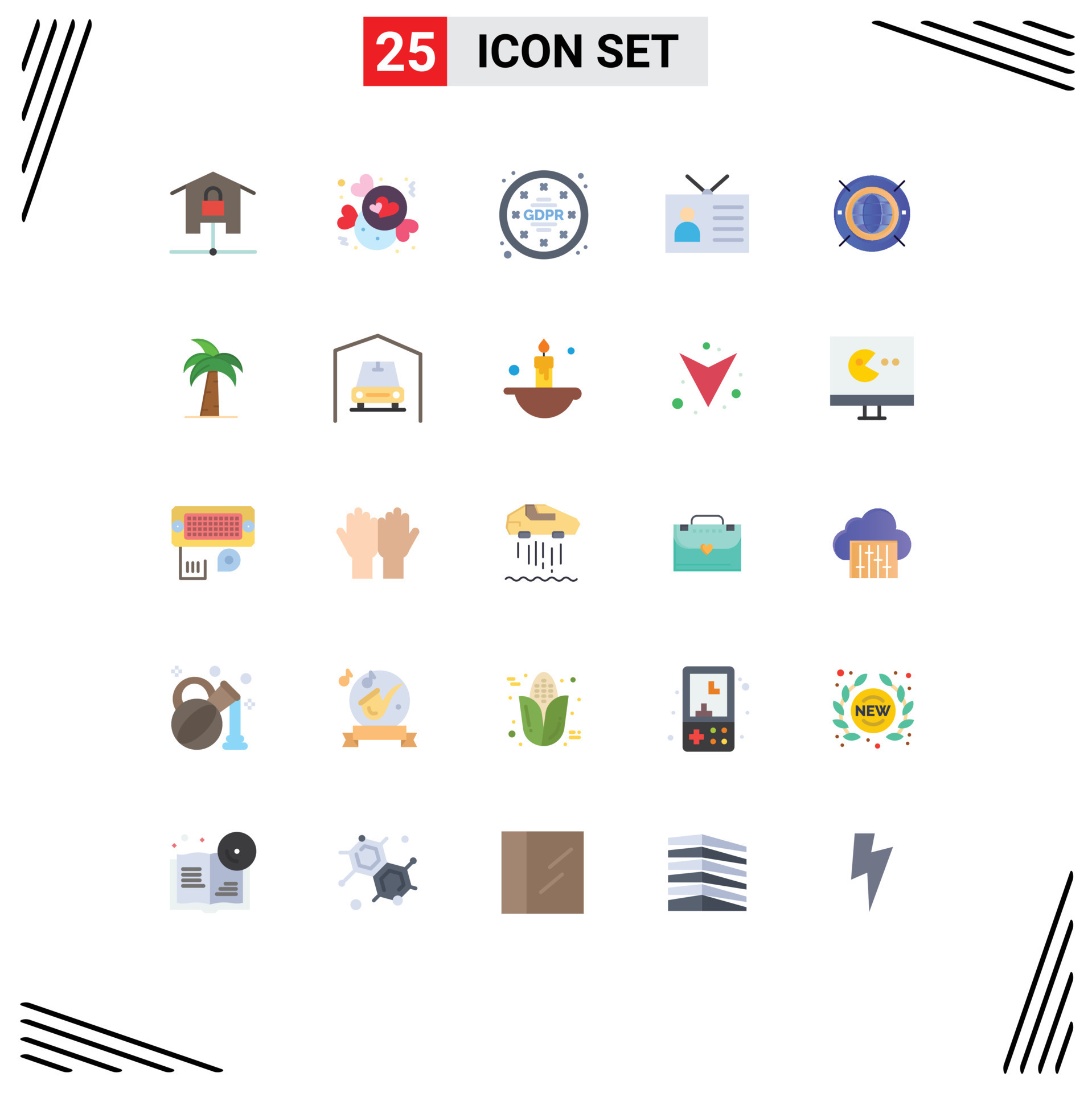 Pack of 25 creative Flat Colors of vintage output device valentine ...