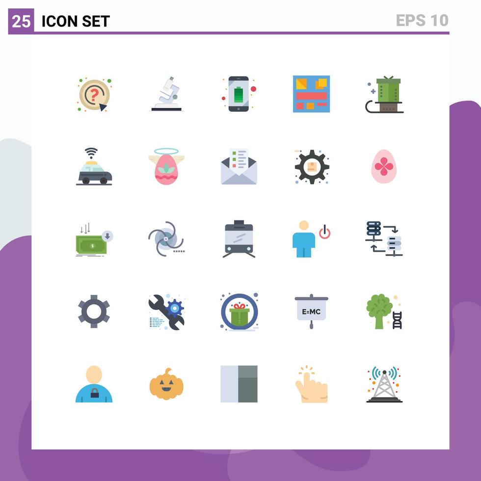 Universal Icon Symbols Group of 25 Modern Flat Colors of gift celebration battery web design Editable Vector Design Elements