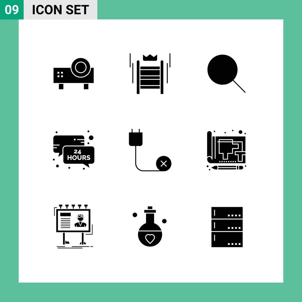 9 Solid Glyph concept for Websites Mobile and Apps computers news update tool time sets Editable Vector Design Elements