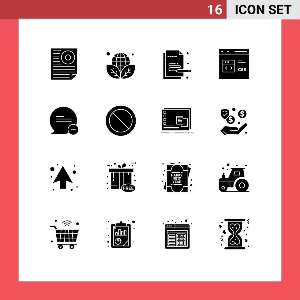 móvil interfaz sólido glifo conjunto de dieciséis pictogramas de desarrollo css verde codificación bolígrafo editable vector diseño elementos