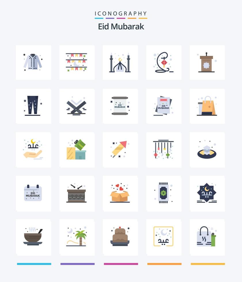 Creative Eid Mubarak 25 Flat icon pack  Such As ribbon. decoration. decoration. eid. cresent vector