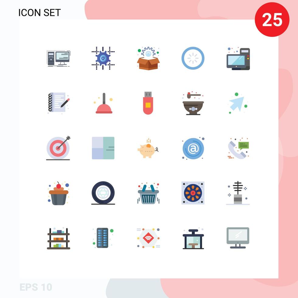 Universal Icon Symbols Group of 25 Modern Flat Colors of computer interface line connection buffer Editable Vector Design Elements