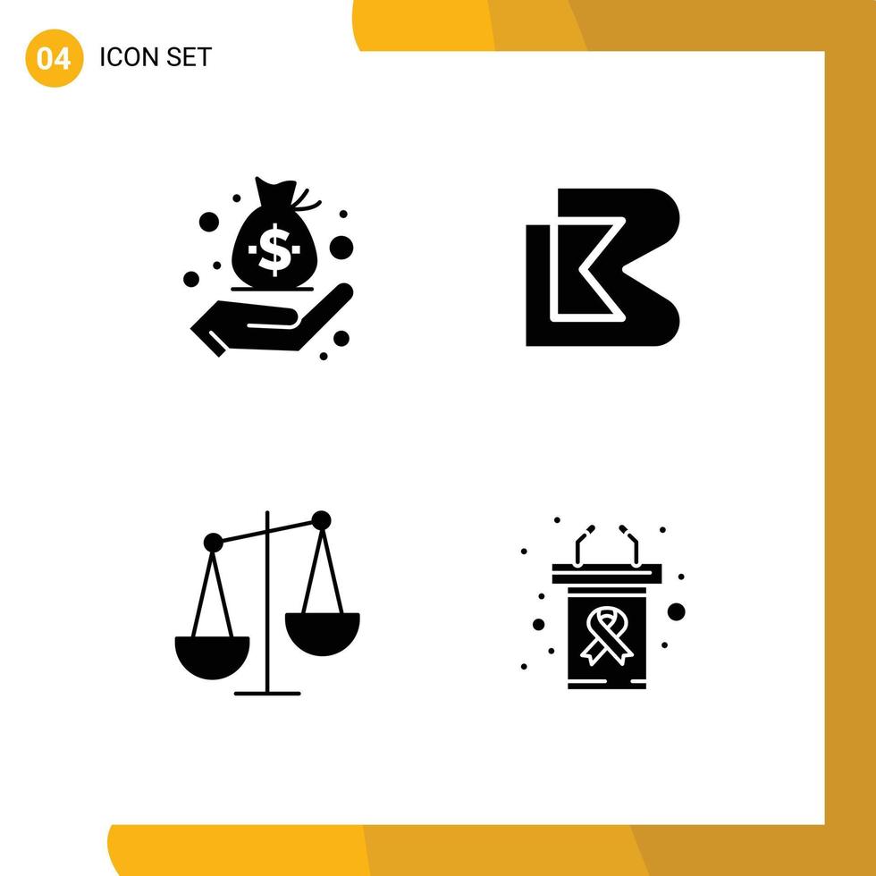 Stock Vector Icon Pack of 4 Line Signs and Symbols for business business management crypto libra Editable Vector Design Elements