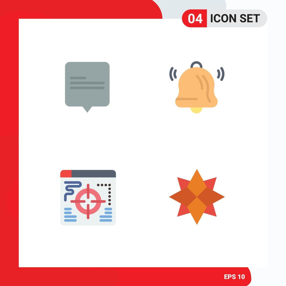 Set of 4 Commercial Flat Icons pack for chat decoration bell web winter Editable Vector Design Elements