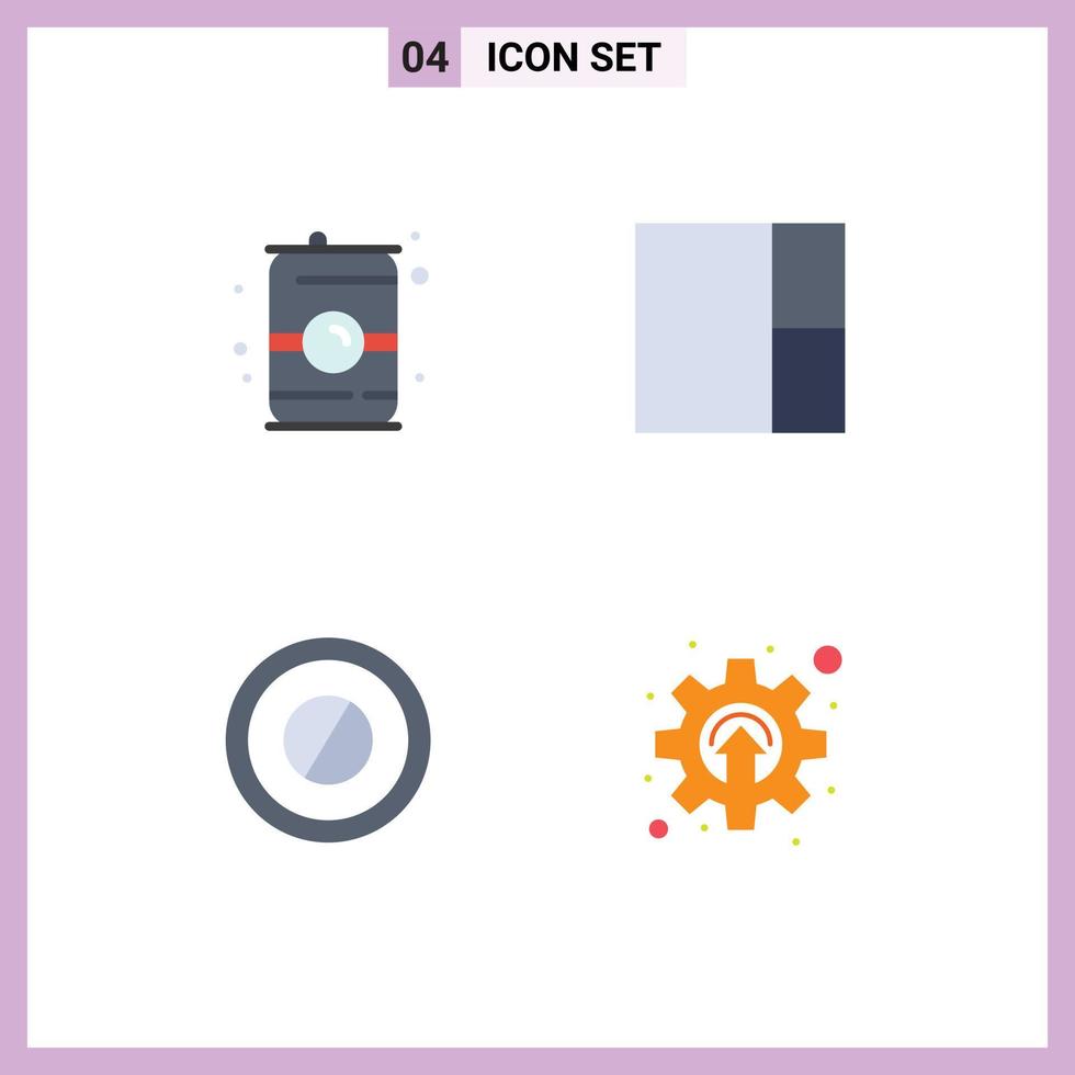 Group of 4 Flat Icons Signs and Symbols for drink cogwheel water medical gear Editable Vector Design Elements