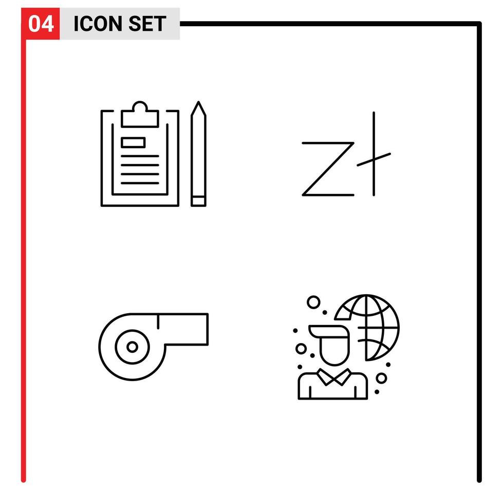 Group of 4 Modern Filledline Flat Colors Set for clipboard sport notepad poland internet Editable Vector Design Elements