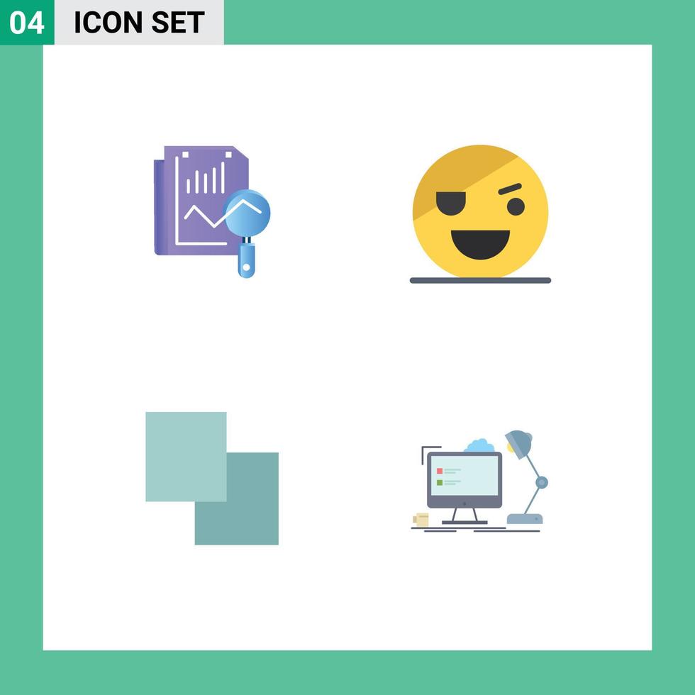 4 Universal Flat Icons Set for Web and Mobile Applications file copy computing monster swap Editable Vector Design Elements