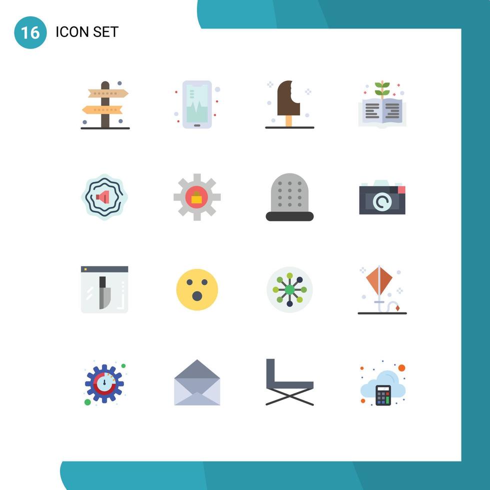 16 Universal Flat Colors Set for Web and Mobile Applications gear knowledge dessert education summer Editable Pack of Creative Vector Design Elements