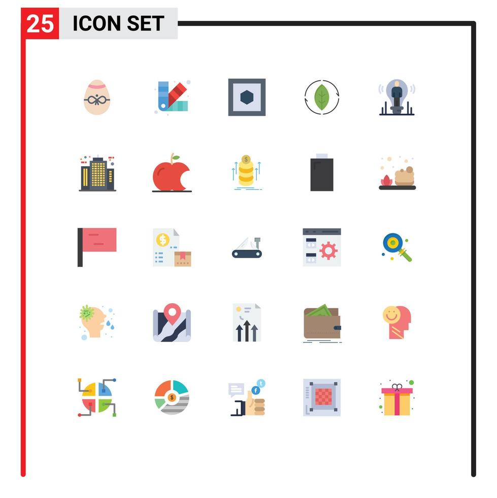 User Interface Pack of 25 Basic Flat Colors of idea power chip source energy Editable Vector Design Elements