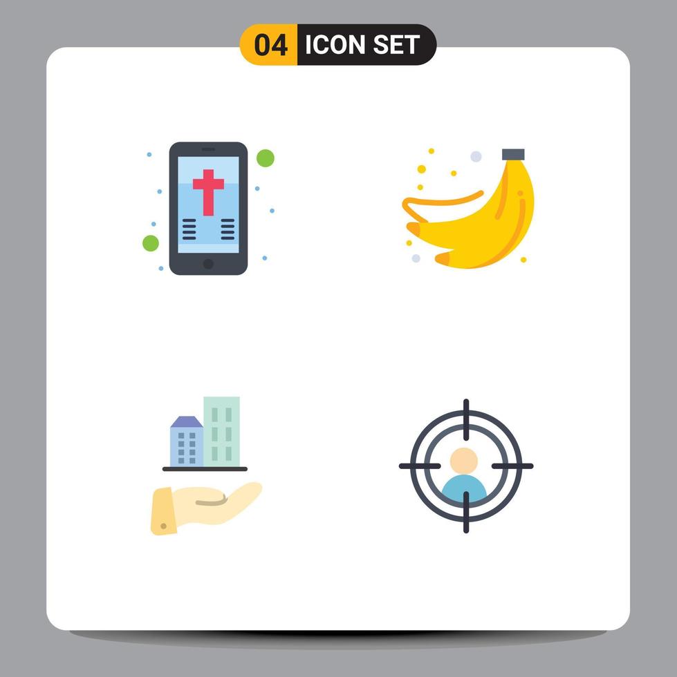 4 Thematic Vector Flat Icons and Editable Symbols of mobile business cross summer sustainable Editable Vector Design Elements