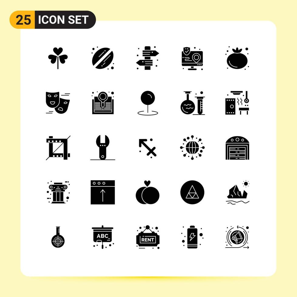 Pack of 25 creative Solid Glyphs of map interaction board app travel Editable Vector Design Elements