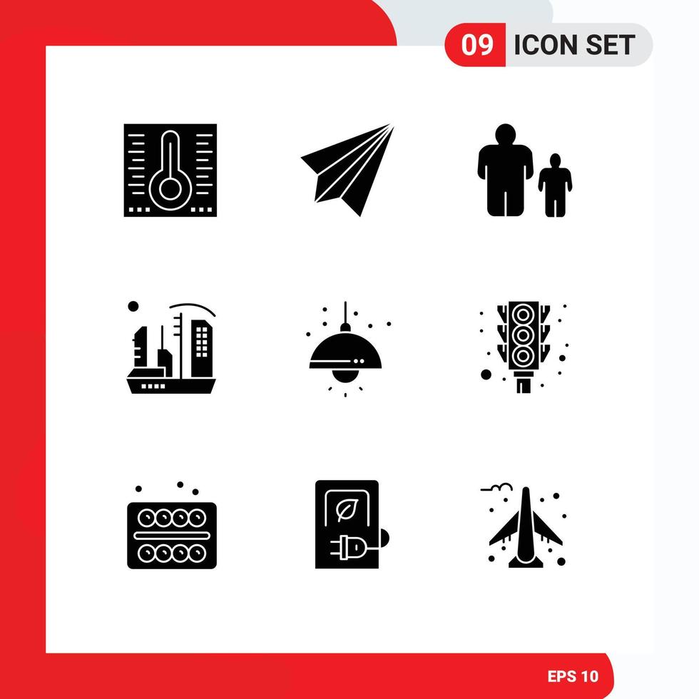 User Interface Pack of 9 Basic Solid Glyphs of home dome child colony city Editable Vector Design Elements