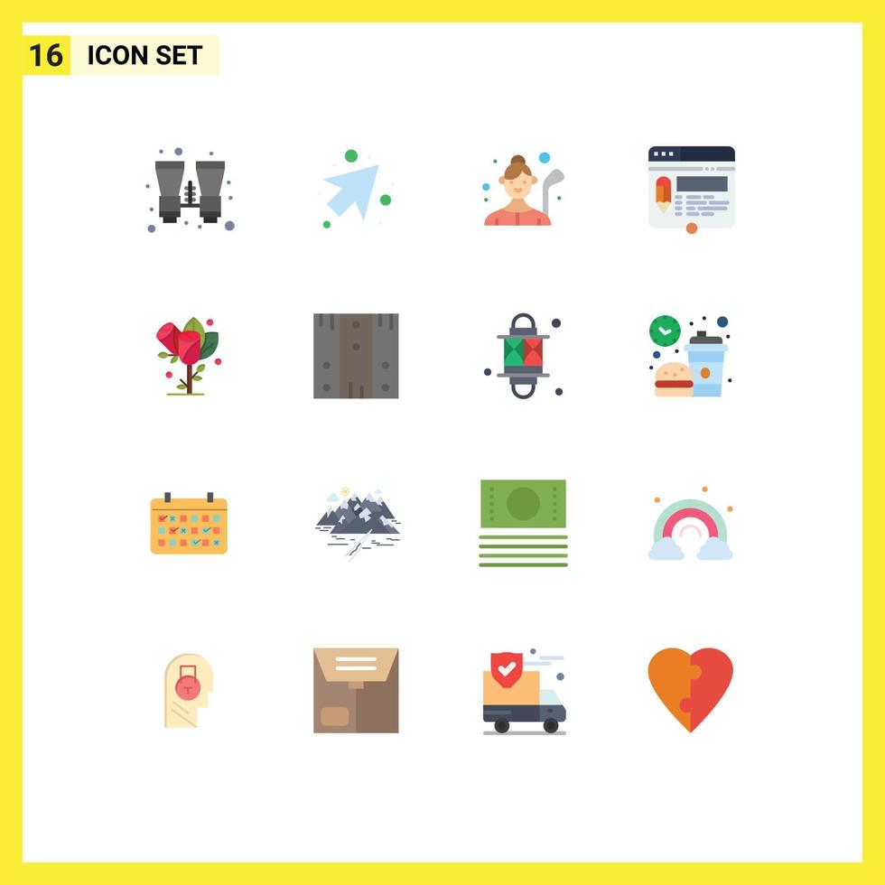16 Universal Flat Colors Set for Web and Mobile Applications flower website golf page edit Editable Pack of Creative Vector Design Elements