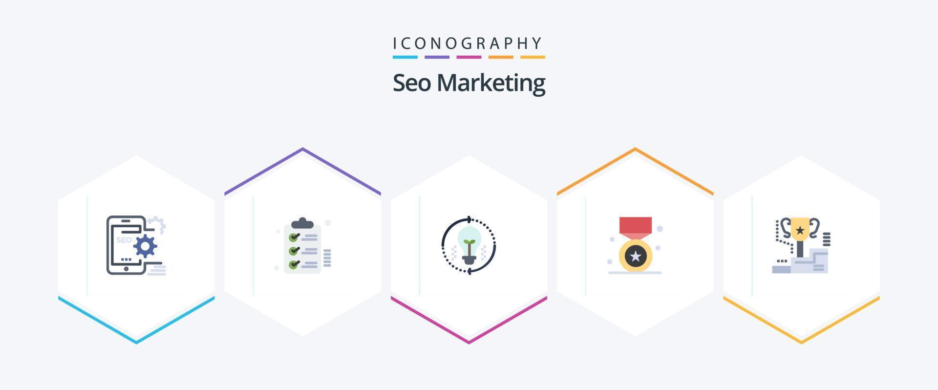 Seo Marketing 25 Flat icon pack including prize. award. wishlist. refresh. light vector