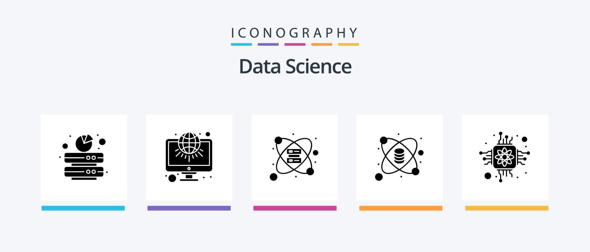 Data Science Glyph 5 Icon Pack Including chip. lab. web. data. science. Creative Icons Design vector