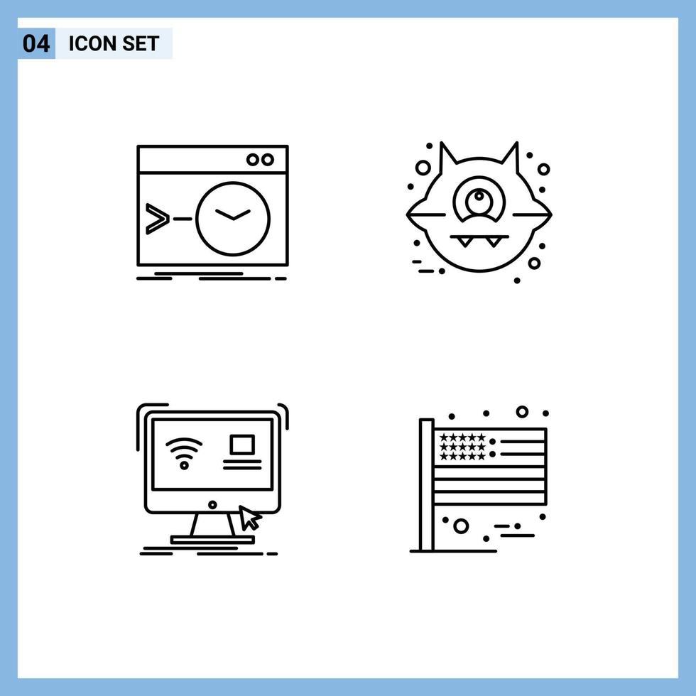 4 Line concept for Websites Mobile and Apps admin computer software cat remote Editable Vector Design Elements