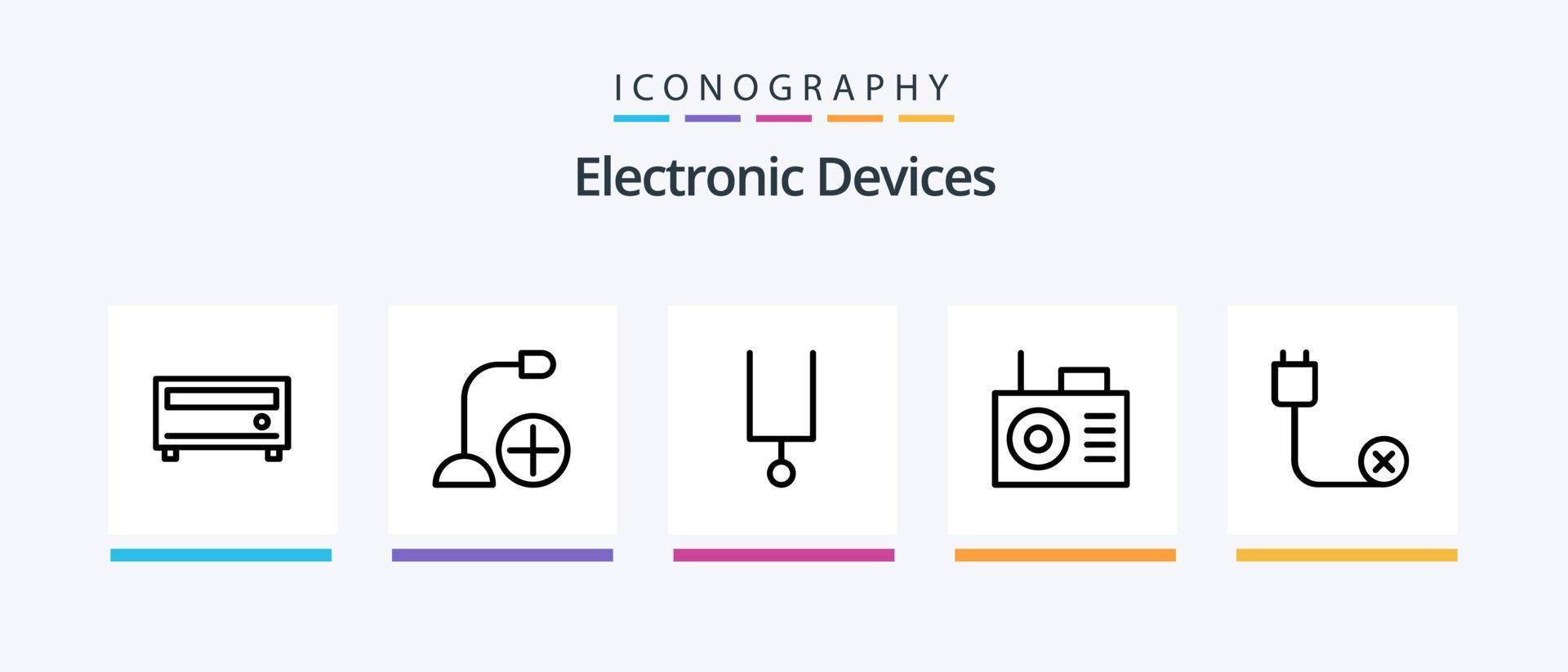Devices Line 5 Icon Pack Including . electronics. music. instrument. Creative Icons Design vector