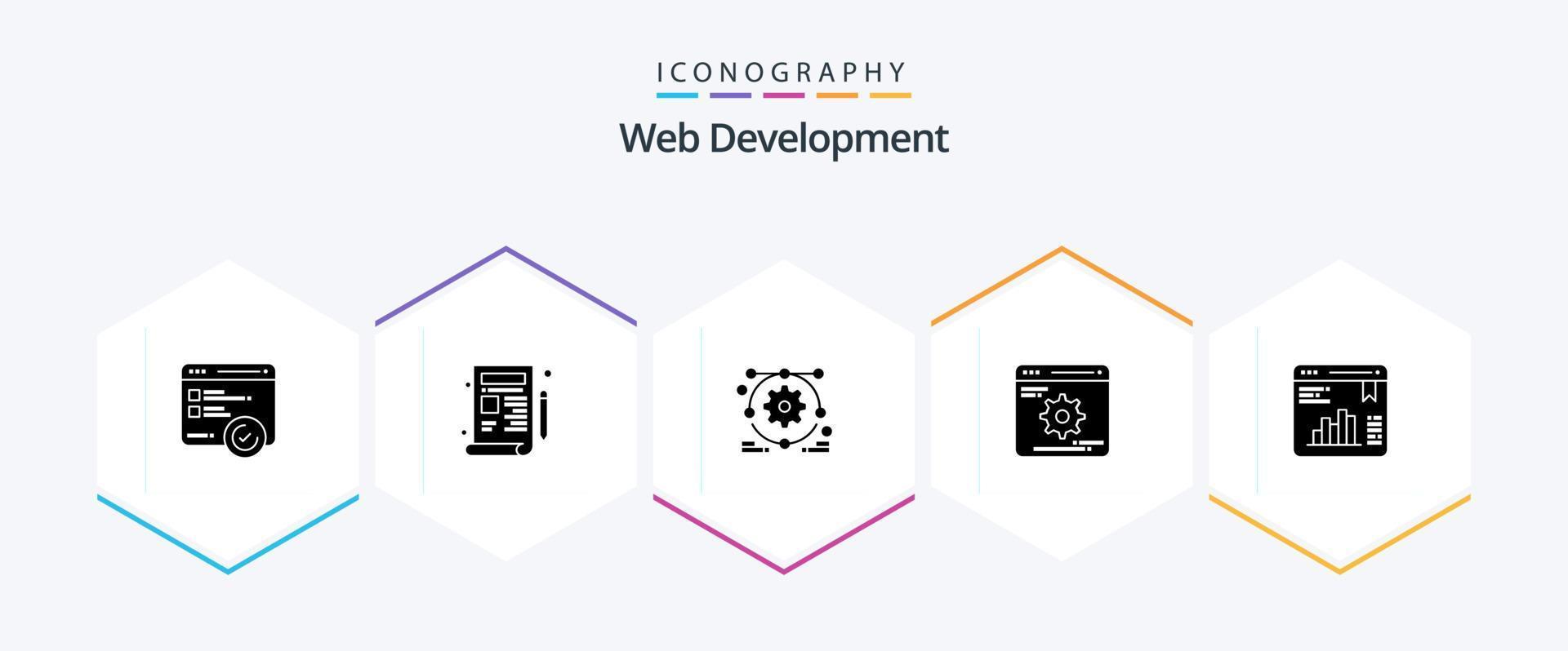 Web Development 25 Glyph icon pack including graph. chart. development. optimization. development vector
