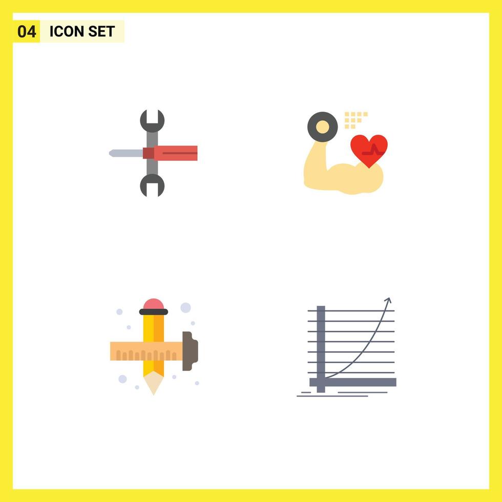 4 Flat Icon concept for Websites Mobile and Apps settings beat spanner growth design Editable Vector Design Elements