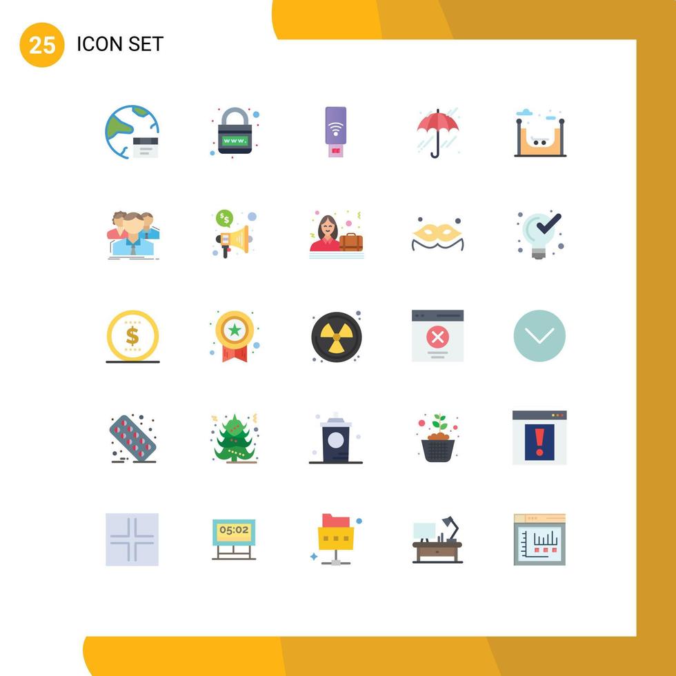 Editable Vector Line Pack of 25 Simple Flat Colors of city weather planet umbrella servise Editable Vector Design Elements