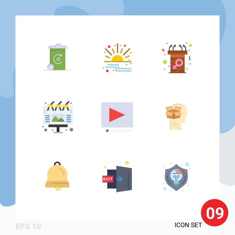Set of 9 Modern UI Icons Symbols Signs for video billboard announcement advertising speech Editable Vector Design Elements