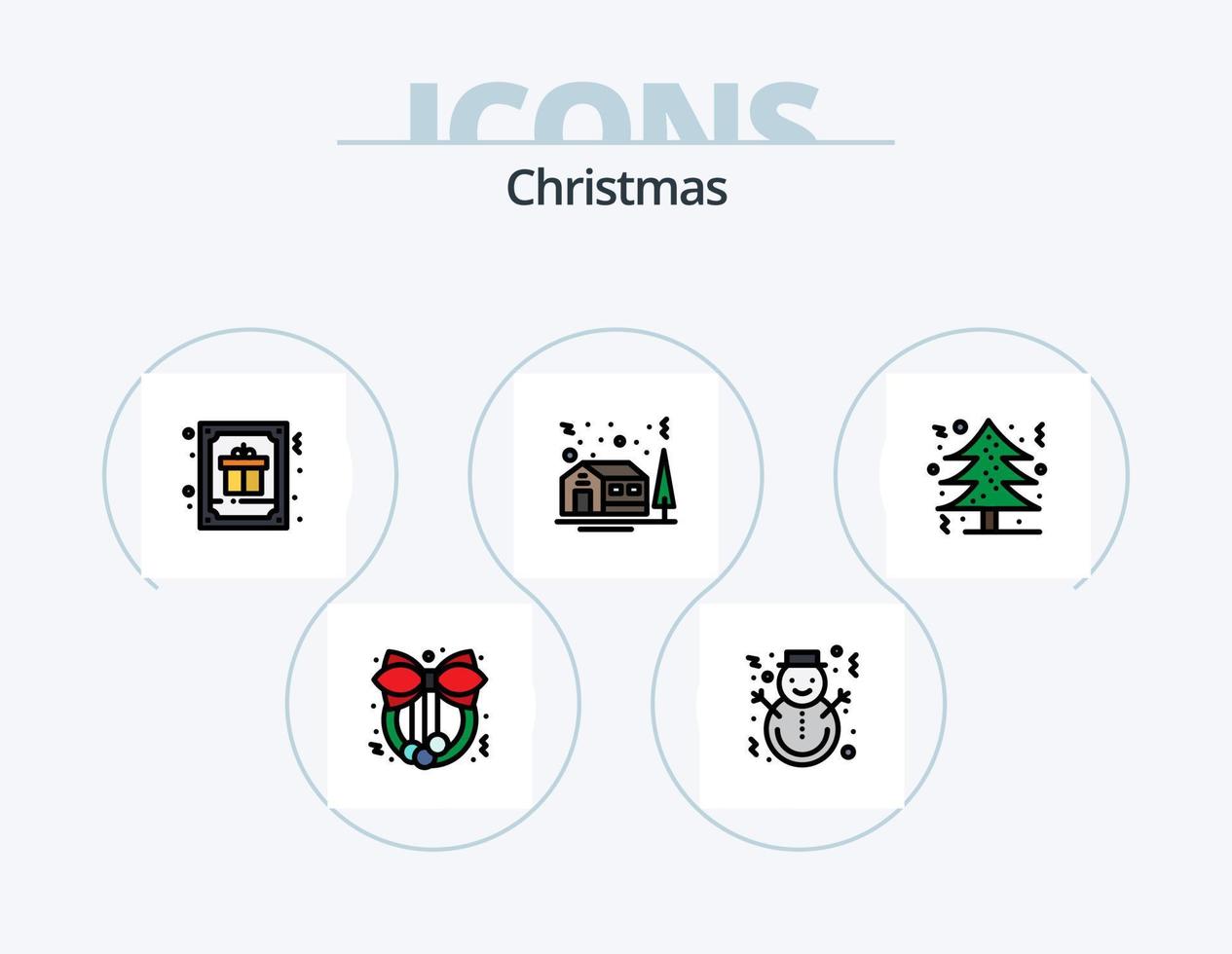 Navidad línea lleno icono paquete 5 5 icono diseño. película. multimedia. computadora. película. cine vector