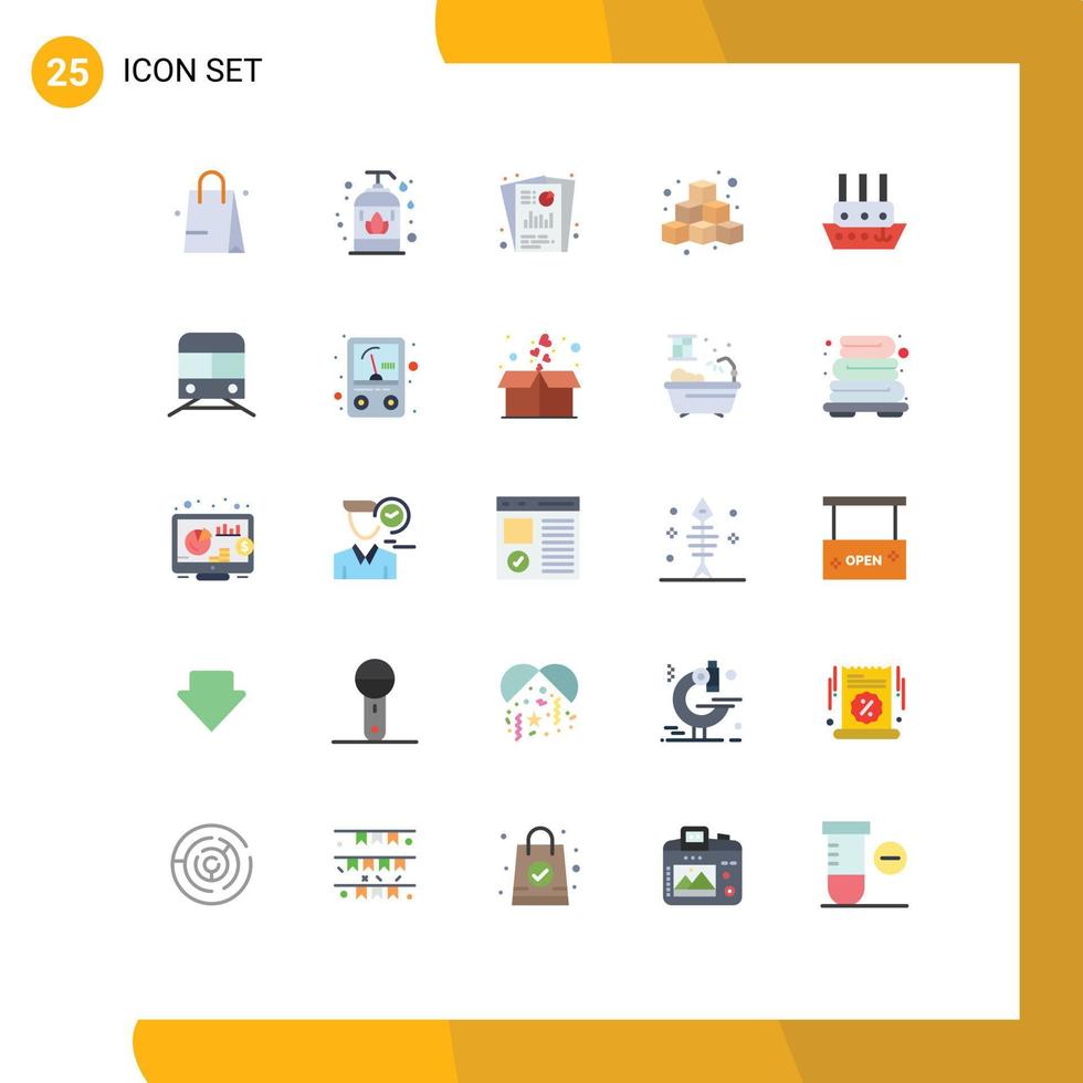 Group of 25 Flat Colors Signs and Symbols for steamboat play seo game box Editable Vector Design Elements