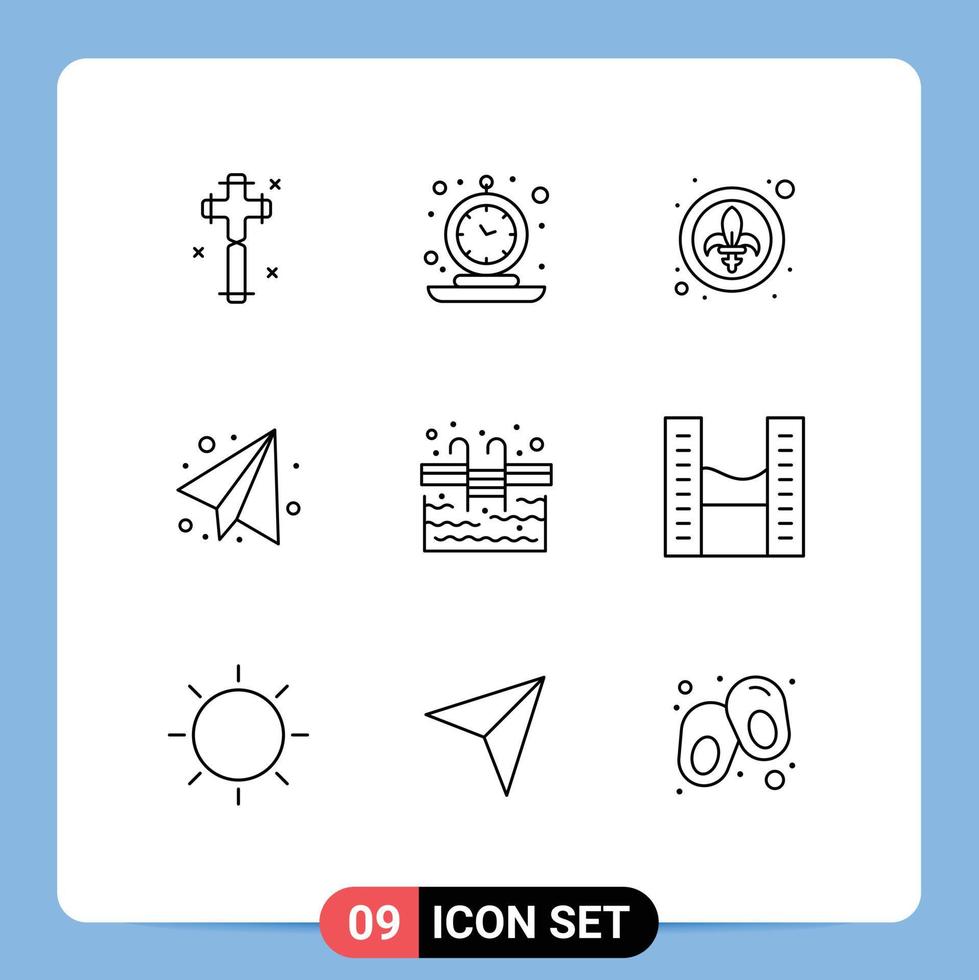 9 Creative Icons Modern Signs and Symbols of stairs paper plane time education lys Editable Vector Design Elements