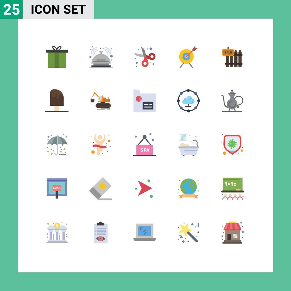 Set of 25 Modern UI Icons Symbols Signs for fence aim service target scissor Editable Vector Design Elements