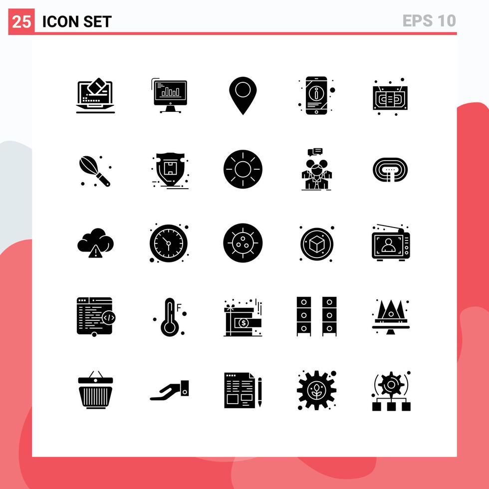 Set of 25 Modern UI Icons Symbols Signs for mobile information information diagram pin map Editable Vector Design Elements