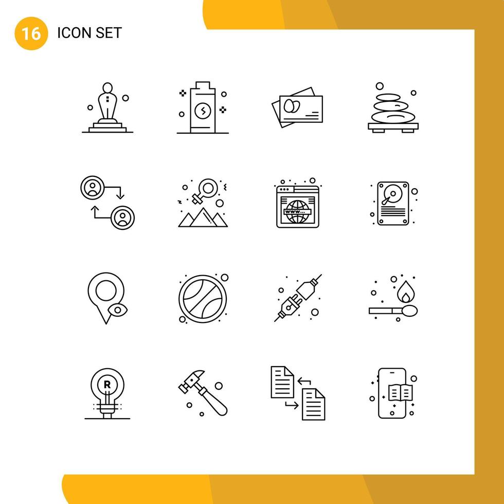 Group of 16 Modern Outlines Set for change stone passport spa massage Editable Vector Design Elements
