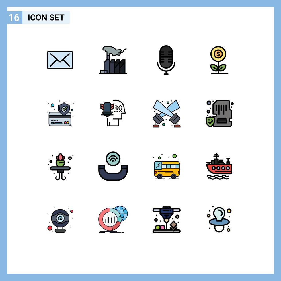 Set of 16 Modern UI Icons Symbols Signs for payment flower live dollar growth Editable Creative Vector Design Elements