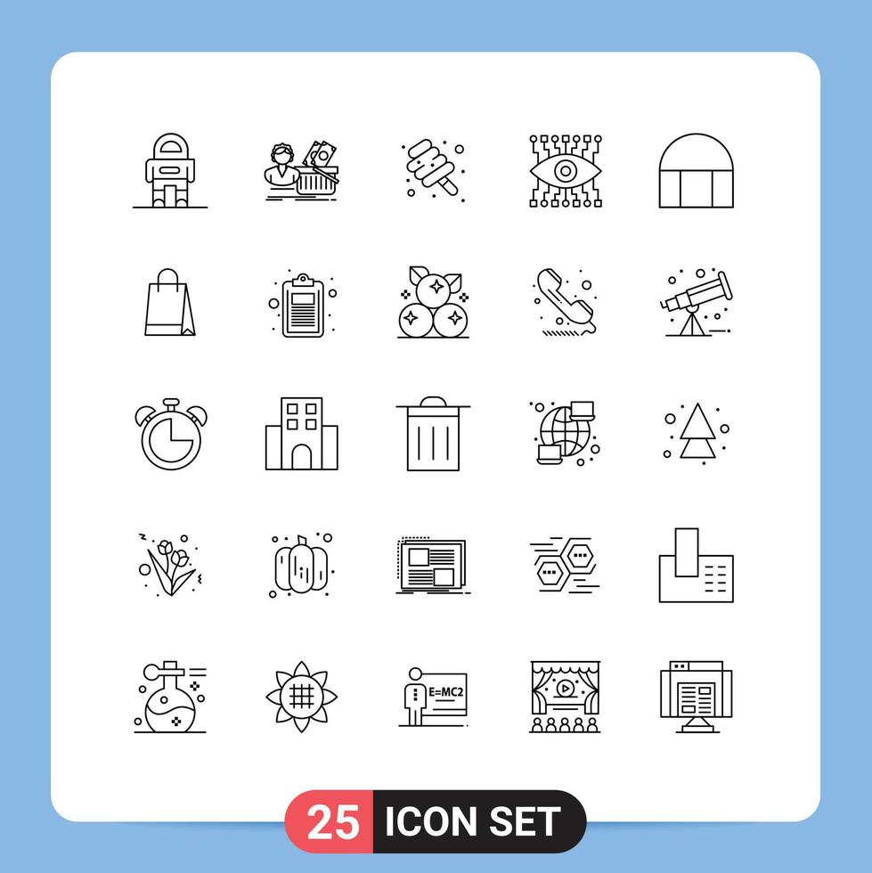 Pack of 25 Modern Lines Signs and Symbols for Web Print Media such as historical building construction female watch candy Editable Vector Design Elements