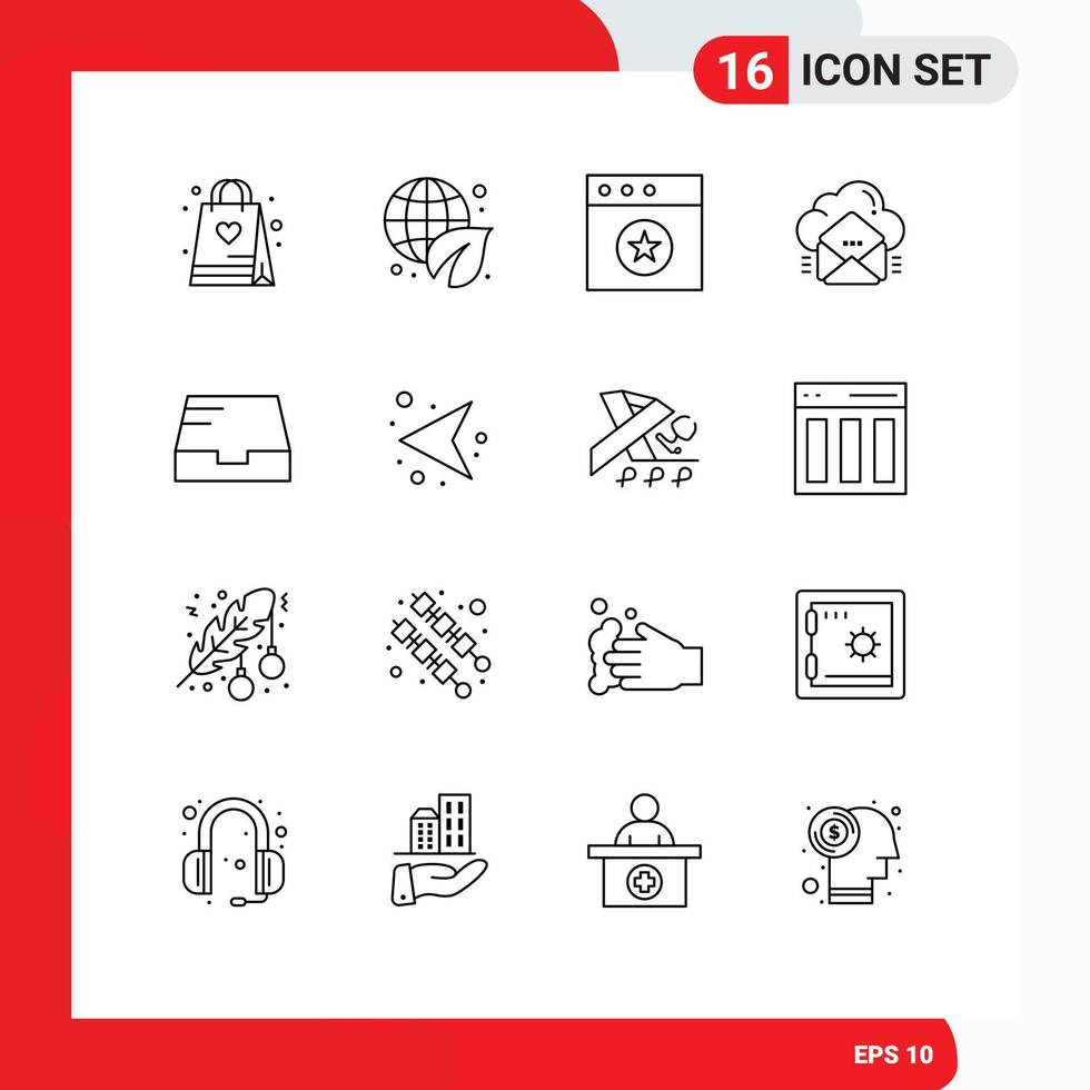 16 Universal Outline Signs Symbols of mail message app data mail Editable Vector Design Elements