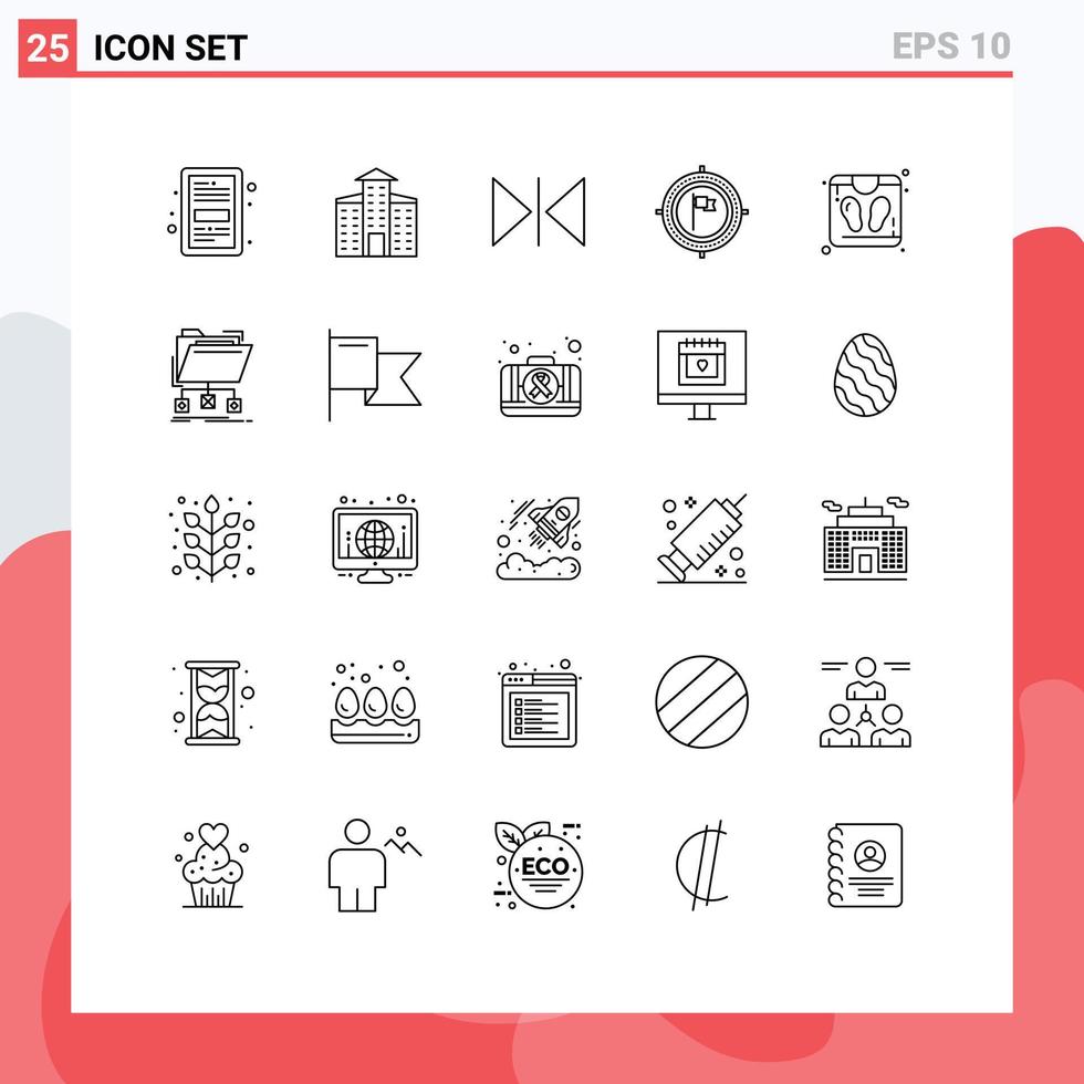 25 Universal Line Signs Symbols of scale focus flip flag business Editable Vector Design Elements