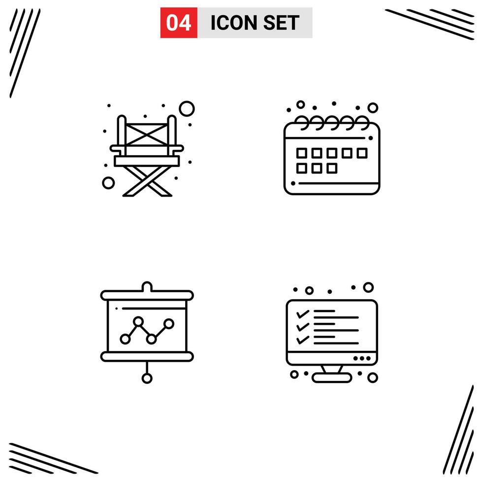 4 Line concept for Websites Mobile and Apps camp presentation schedule calendar checklist Editable Vector Design Elements