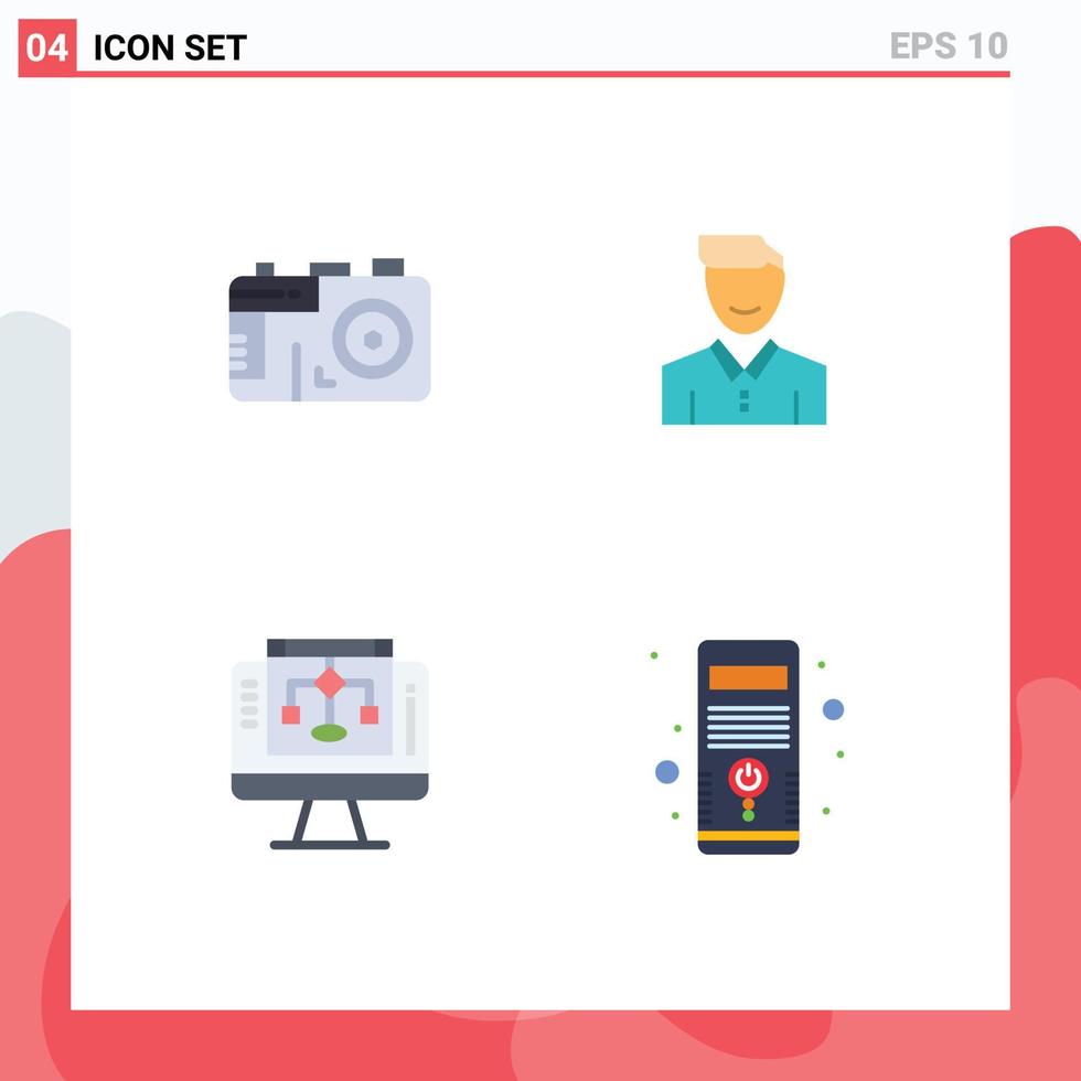 4 Thematic Vector Flat Icons and Editable Symbols of camera user avatar happy share Editable Vector Design Elements