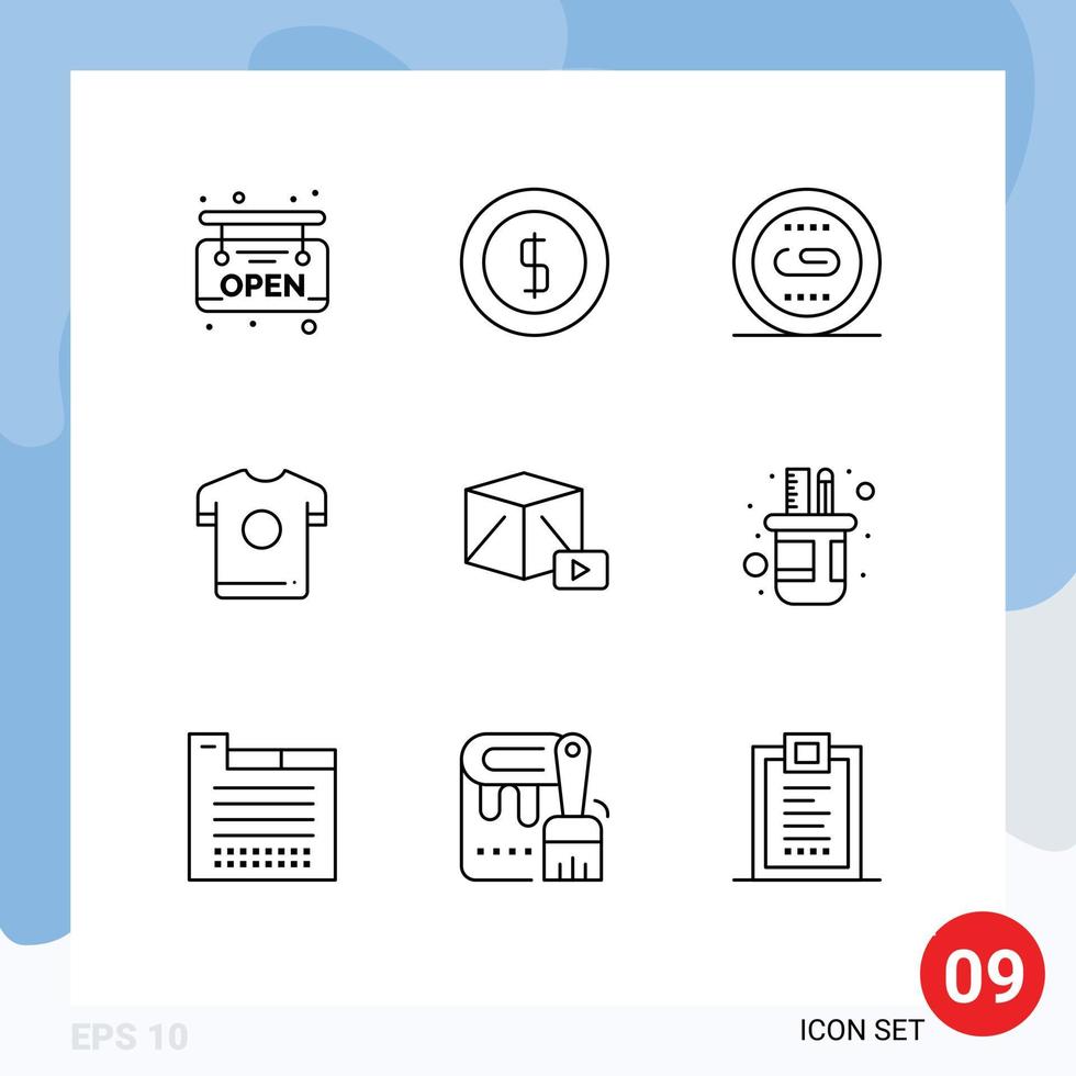 Set of 9 Modern UI Icons Symbols Signs for media spring linking sport t shirt Editable Vector Design Elements