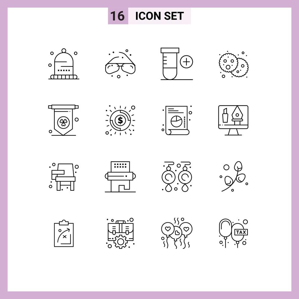 Modern Set of 16 Outlines Pictograph of economy ireland add party food Editable Vector Design Elements